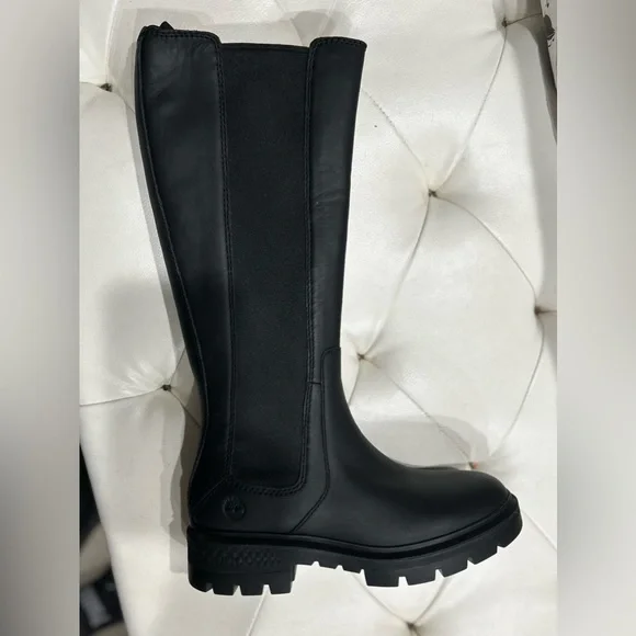 NEW NIB Timberland Women Sz 7 black Full Grain Leather Cortina Valley Tall Boot
